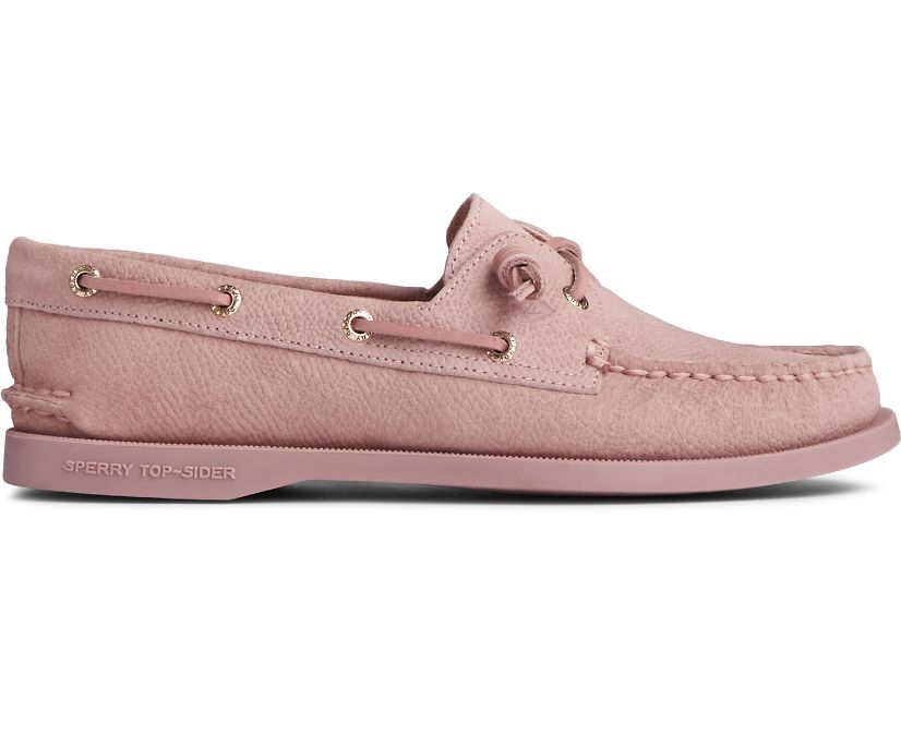 Sperry Authentic Original 2-Eye Vida Serpent Leather Boat Shoes - Women's Boat Shoes - Pink/Purple [